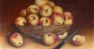 Apples - Folk Art Painting Signed Lasbille