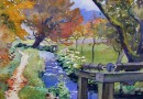 Christian Baumgartner – Autumn Path by a Stream – Watercolor (Sold)