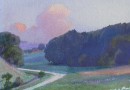Christian Baumgartner Watercolor: Early Evening in the Swiss Countryside (SOLD)