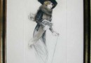 Maurice Milliere (SOLD) Woman in a Black Feathered Hat
