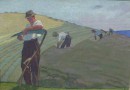 Fritz Gilsi – Farmers Working the Fields – Oil on Canvas (Sold)