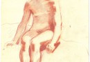 Fritz Glarner – Seated Nude – Sanguine Drawing