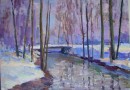 Ernst Bruppacher – Winter Landscape with River and Bridge (Sold)
