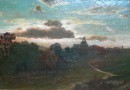 Monogram P.C. – Sunset with Country Village dated 1860 (Sold)