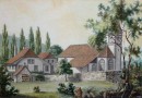 19th Century Watercolor – Two Hunters Resting by a Church (Sold)