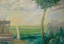 Visionary Landscape, Temple by the Sea by Artist-Medium Heinrich Nüsslein (Sold)