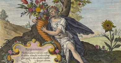 Crispijn van de Passe – Harvest God with Cornucopia of Tulips, Roses and Lilies