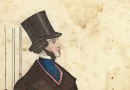Pariser Moden – Haughty Gentleman in a Tophat and Shy Woman in a Blue Cape