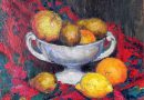 Still Life Circa 1900, Apples, Lemons and Oranges in a White Bowl (Sold)