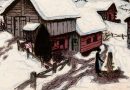 Fred Stauffer – Original Lithograph – Winter Farm Houses