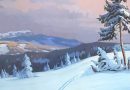 Joseph Keiser – Winter Scene with Ski Tracks in the Snow