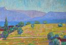Vibrantly Colored Expressionist Style Summer Hillside Signed O. Leu, 1960 (Sold)