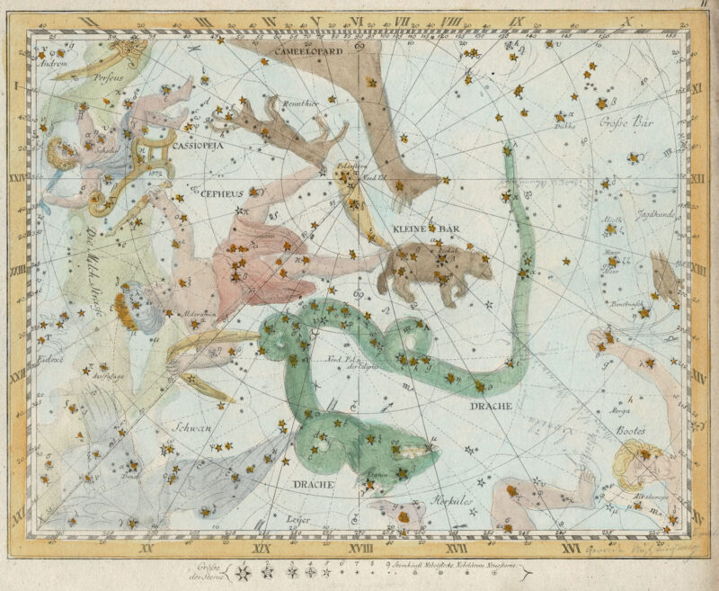 Star Map by Johann Elert Bode - Plate II- Cepheus, Cassiopeia, Ursa ...