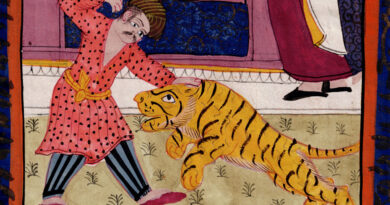 Indo-Persian Style Painting – Man Battles Tiger