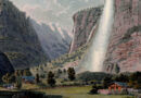 The Staubbach Falls in Lauterbrunnen Antique Watercolor