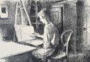 Fritz Deringer – The Artist at Work – Lithograph