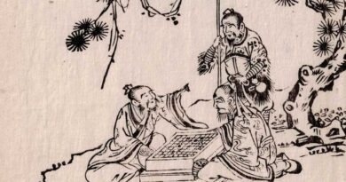 Wang Zhi and the Rotten Axe Handle – Japanese Woodblock Illustration of the Ranka Legend