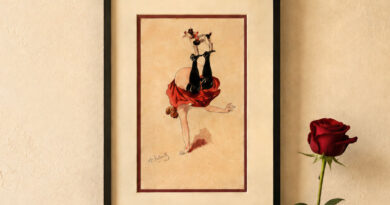 T. S. Robert – Risqué Acrobatic Performer Balancing a Dog Circa 1910